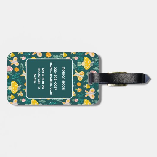 カタツムリとキノコカスタマイズかわいい ラゲッジタグ (裏面横)