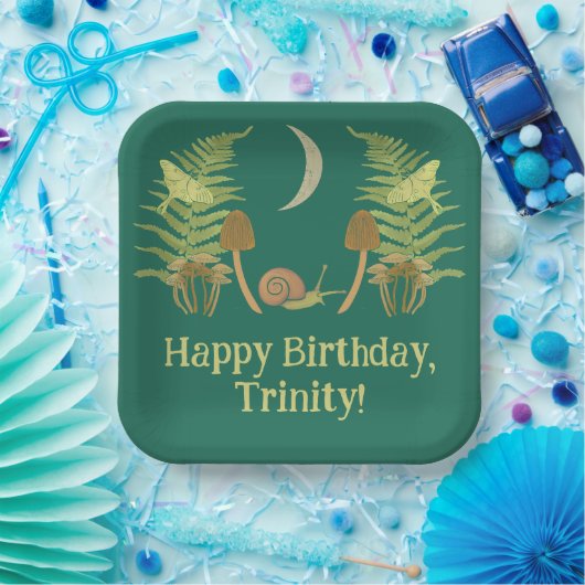 カタツムリとキノコパーソナライズされた類 ペーパープレート (パーティー)