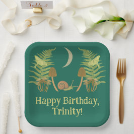 カタツムリとキノコパーソナライズされた類 ペーパープレート