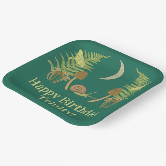 カタツムリとキノコパーソナライズされた類 ペーパープレート (傾斜あり)