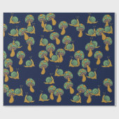 カタツムリとキノコレトロカタツムリのキノコ模様 ラッピングペーパー (フラット)