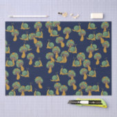 カタツムリとキノコレトロカタツムリのキノコ模様 薄葉紙 (クラフト)