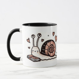 カタツムリとジャーナル – ハート、かわいい&おもしろい マグカップ