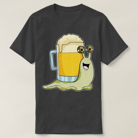 カタツムリとビール Tシャツ (デザイン正面)