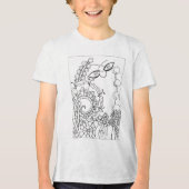 カタツムリとファンタジーの花を持つ蛾 トライブレンドＴシャツ (正面)