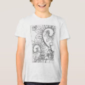 カタツムリと小さなハチに花が咲く トライブレンドTシャツ (正面)