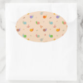 カタツムリと花の可愛いエプロン 楕円形シール (バッグ)