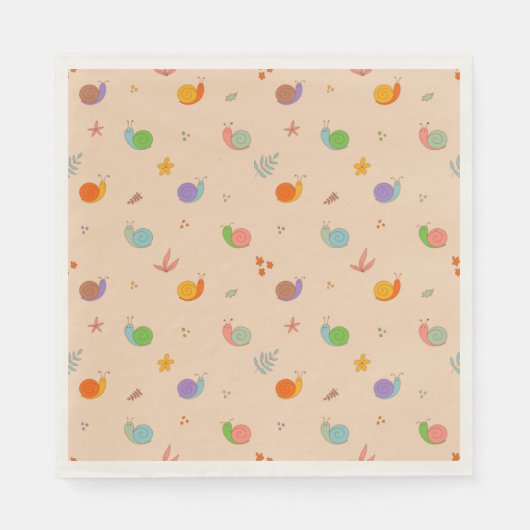 カタツムリと花ナプキン スタンダードランチョンナプキン (正面)