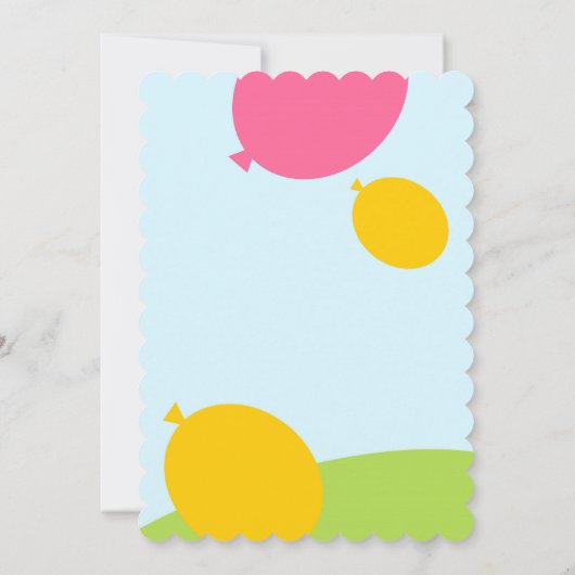 カタツムリと風船の誕生日パーティーへの招待 招待状 (裏面)