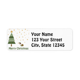 カタツムリのエルフのクリスマス シーン ラベル