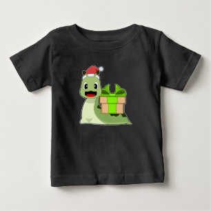 カタツムリのクリスマスサンタハット ベビーTシャツ