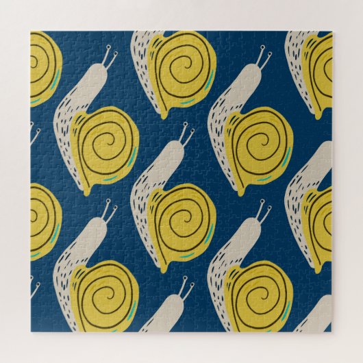 カタツムリのシルエット:黄色、ピンクのパターン。 ジグソーパズル (横)