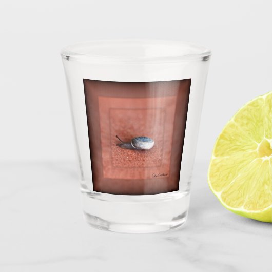 カタツムリのテラコッタのマクロ写真 ショットグラス (正面)