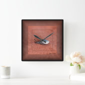 カタツムリのテラコッタのマクロ写真 スクエア壁時計 (ホーム)