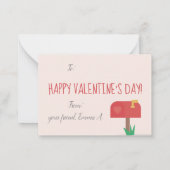 カタツムリのメール活動の教室バレンタインカード ノートカード (裏面)