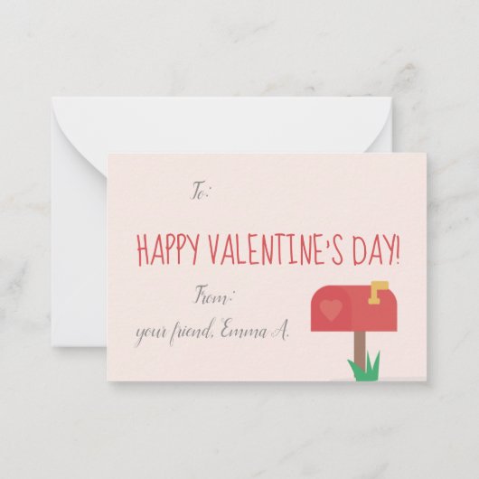 カタツムリのメール活動の教室バレンタインカード ノートカード (裏面)