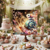 カタツムリの復活祭に水色の花かわいいマウス シーズンカード