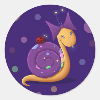 カタツムリの水玉模様 ラウンドシール