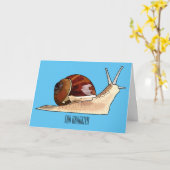 カタツムリの漫画イラストレーション カード (黄色い花)