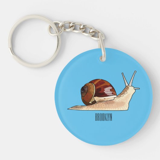 カタツムリの漫画イラストレーション キーホルダー (正面)