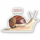 カタツムリの漫画イラストレーション シール (正面)