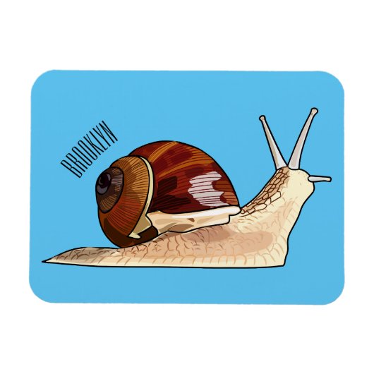 カタツムリの漫画イラストレーション マグネット (横)