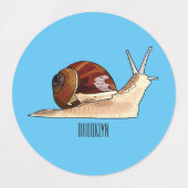 カタツムリの漫画イラストレーション ラベル (デザイン2)