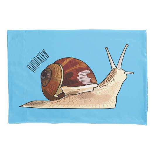 カタツムリの漫画イラストレーション 枕カバー (正面)
