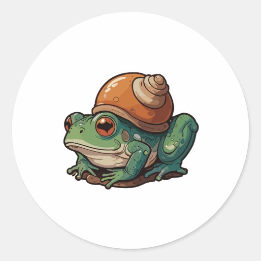 カタツムリの貝殻を持つカガエル ラウンドシール (正面)