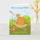 カタツムリの願いハッピーバースデー! カード (黄色い花)