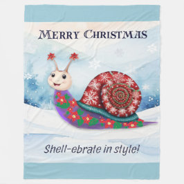 カタツムリの駄洒落の面白い楽しいクリスマスの絵 フリースブランケット
