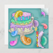 カタツムリをお誕生日ケーキで組む，誕生日カード シーズンカード (正面/裏面)
