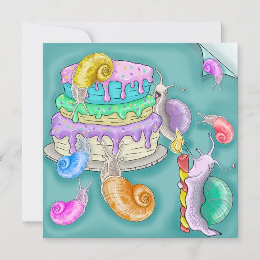 カタツムリをお誕生日ケーキで組む，誕生日カード シーズンカード (正面)