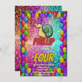 カタツムリカスタムキャラクター誕生日招待状 招待状 (正面/裏面)