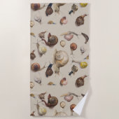 カタツムリガーデンペット腹足類スラグ植物カタツムリ ビーチタオル (正面)