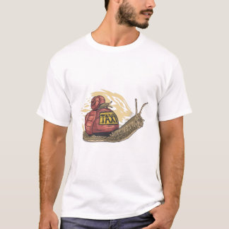 カタツムリタクシー 楽しい漫画 動物Tシャツ Tシャツ
