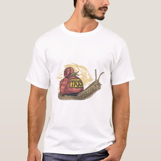 カタツムリタクシー 楽しい漫画 動物Tシャツ Tシャツ (正面)