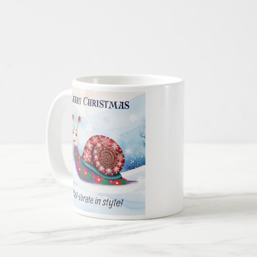 カタツムリパンニューハム 笑えるユーモア 面白い クリスマス お名前入り コーヒーマグカップ (正面左)