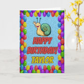 カタツムリパーソナライズされたおもしろいグリーティング誕生日カード カード (黄色い花)