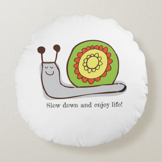 カタツムリパーソナライズされた枕 ラウンドクッション (正面)