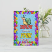 カタツムリユニークパーソナライズされた誕生日招待状子供 招待状 (スタンド正面)