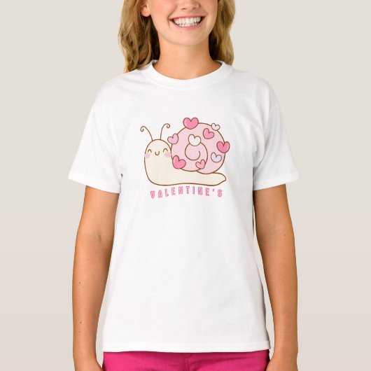 "カタツムリ便"ラブ - 気まぐれなバレンタインデー Tシャツ (正面)