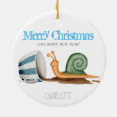 カタツムリ及びストライプのカップセラミックオーナメント セラミックオーナメント (裏面)