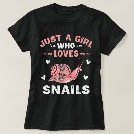 カタツムリ好き女子のためのアート Tシャツ (デザイン正面)