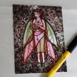 カタツムリ妖精かわいい自然愛好家の妖精のアートワーク ポストカード