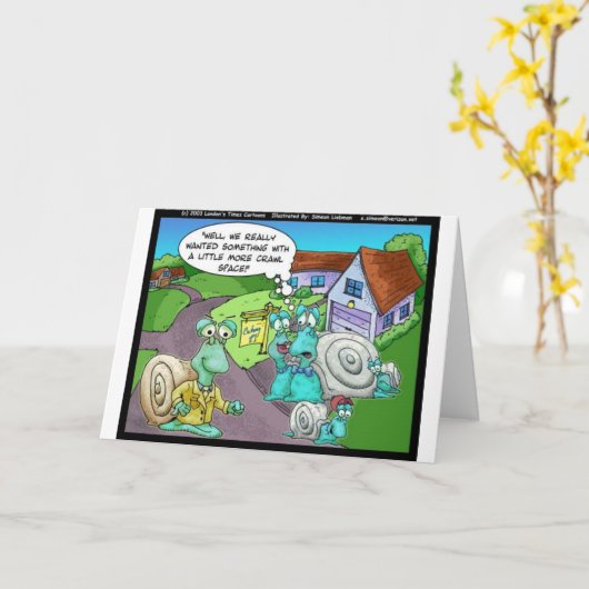 カタツムリ実在の不動産の売りおもしろい上げギフトと収集品 カード (黄色い花)