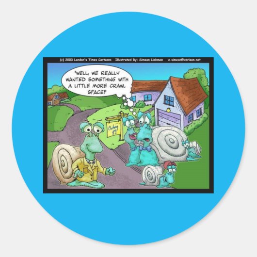 カタツムリ実在の不動産の売りおもしろい上げギフトと収集品 ラウンドシール (正面)