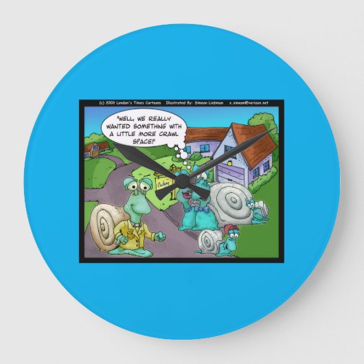 カタツムリ実在の不動産の売りおもしろい上げギフトと収集品 ラージ壁時計 (正面)