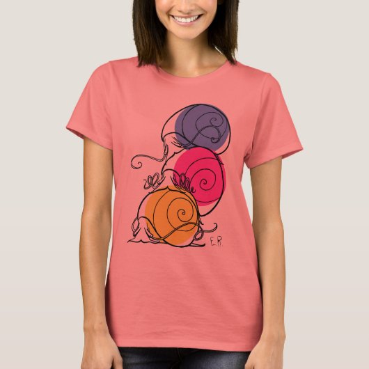 カタツムリ山の女性のリンガーTシャツ Tシャツ (正面)