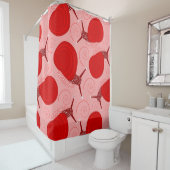 カタツムリ抽象芸術渦巻き旋回する赤いピンクのドット シャワーカーテン (インサイチュ)